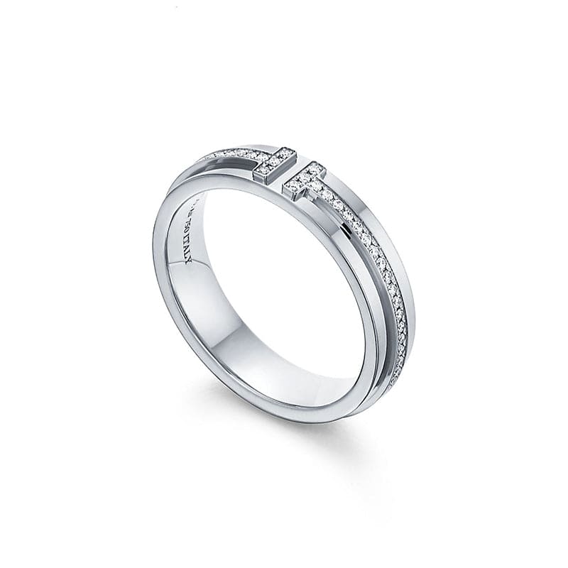 18K White Gold Tiffany Narrow Diamond Ring
