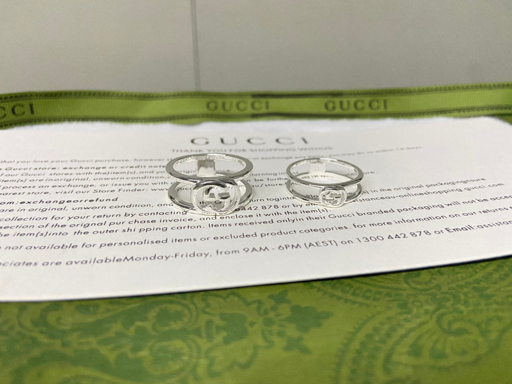 Double Gucci Interlocking Gucci Thin Open Ring