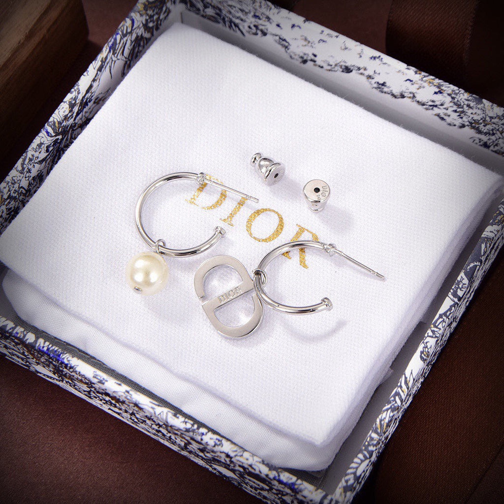 18K Petit Dior Pearl Earrings